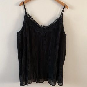 Suzanne Betro Pleated Chiffon Lace Trim Cami